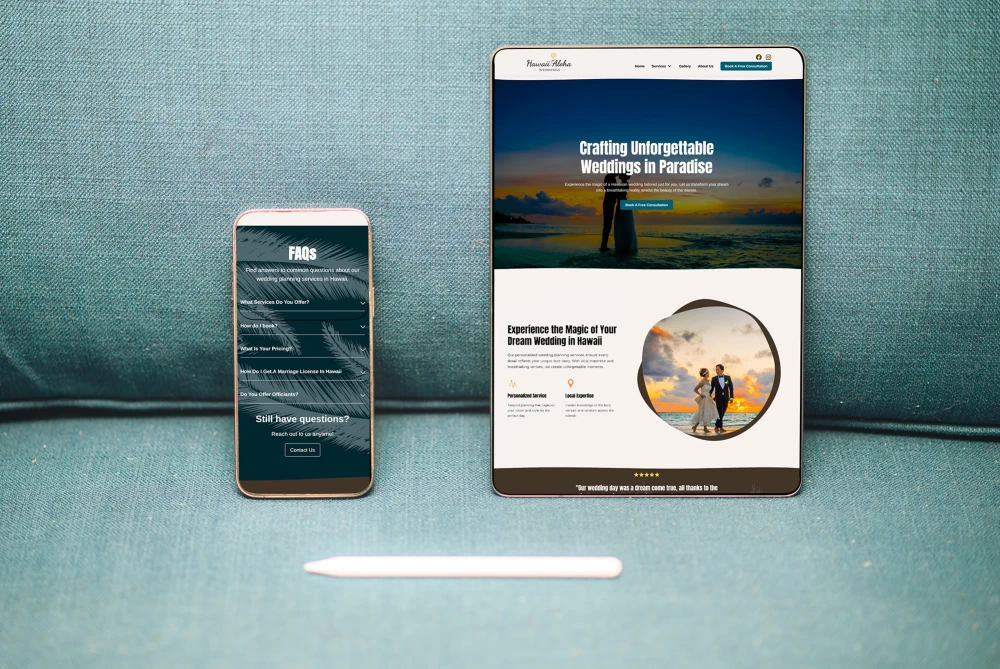 Website design example on phone and tablet