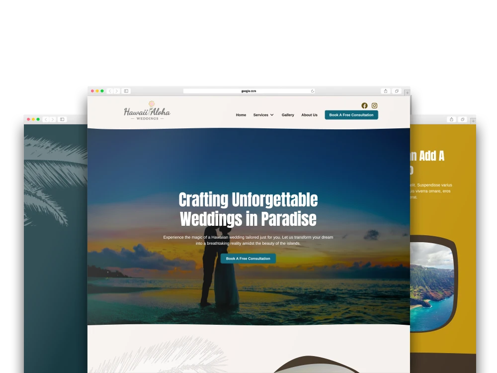 Mockup of Hawaii Aloha Weddings Design